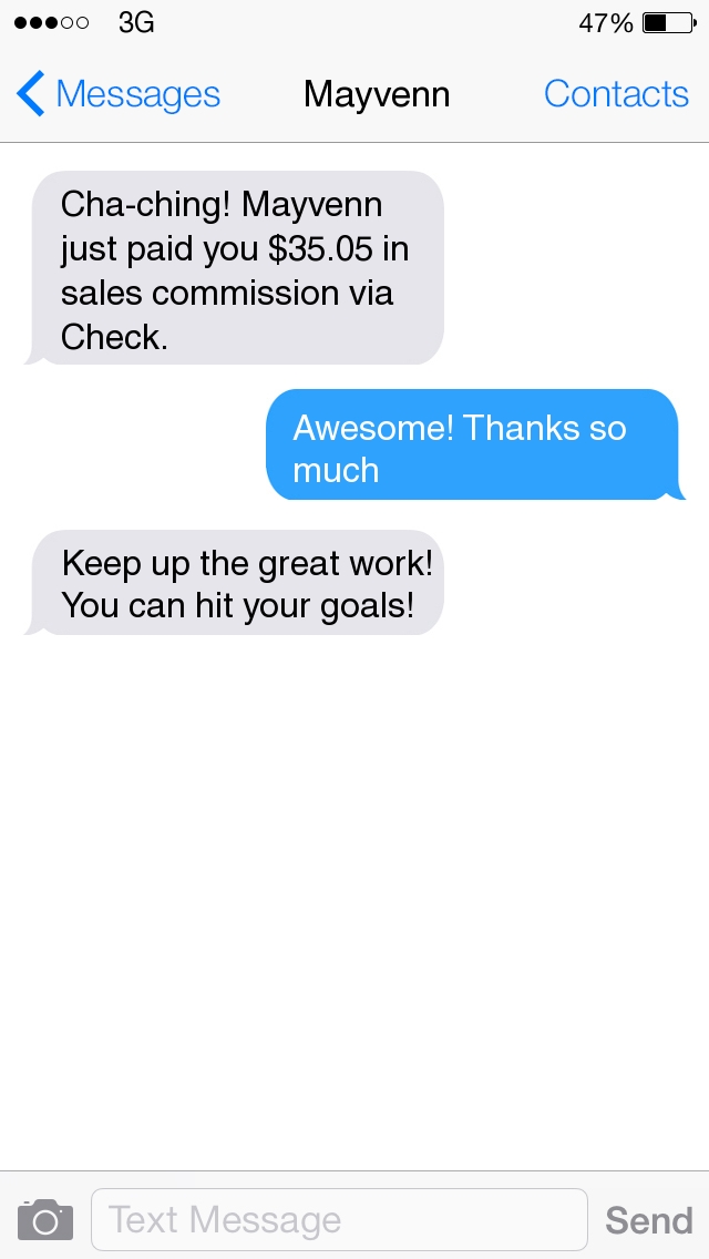 SMS Status Updates on Commissions